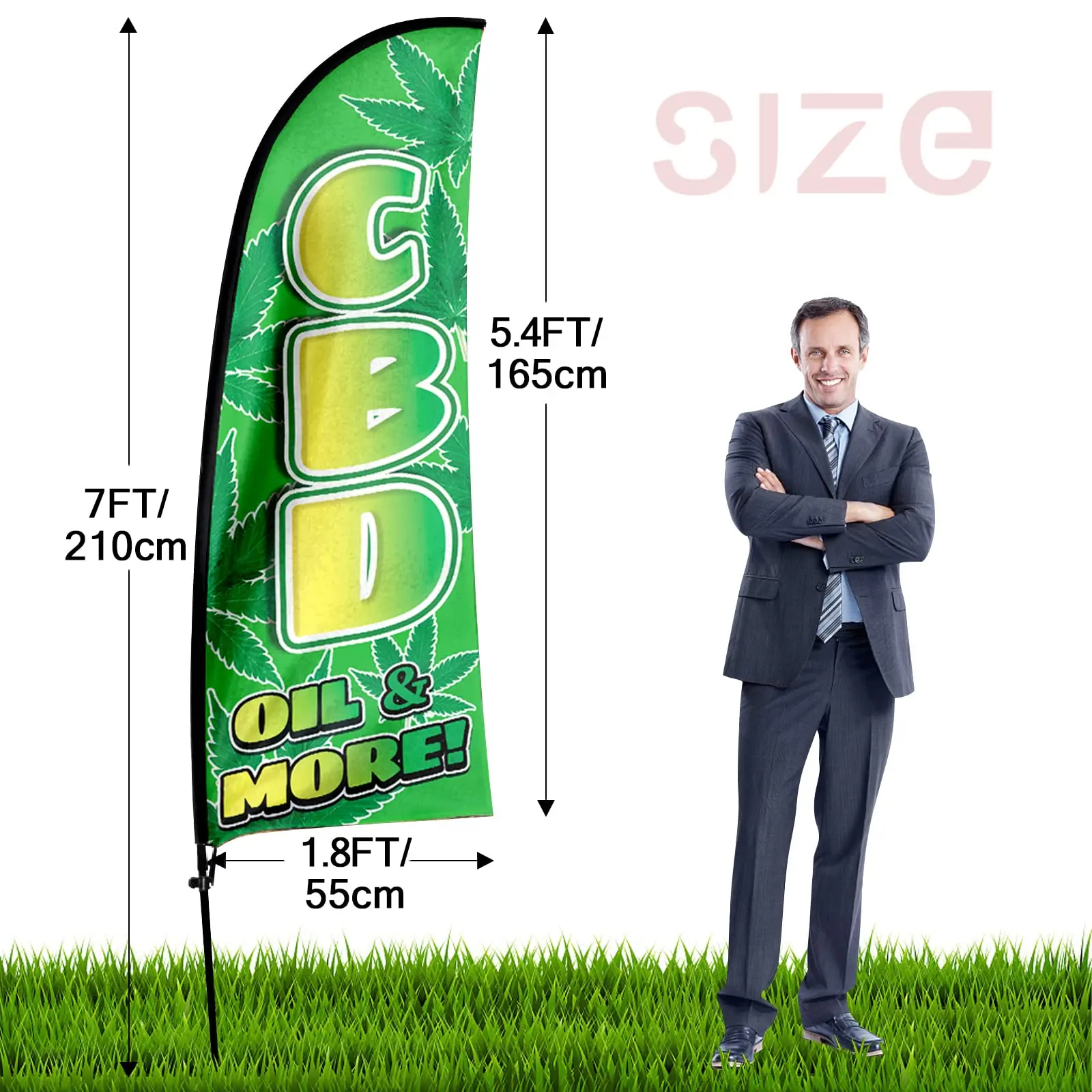 FSFLAG CBD Swooper Flag,7FT CBD Advertising Feather Flag with Pole Kit, Ground Spike, CBD Signs for Businesses and Storefronts