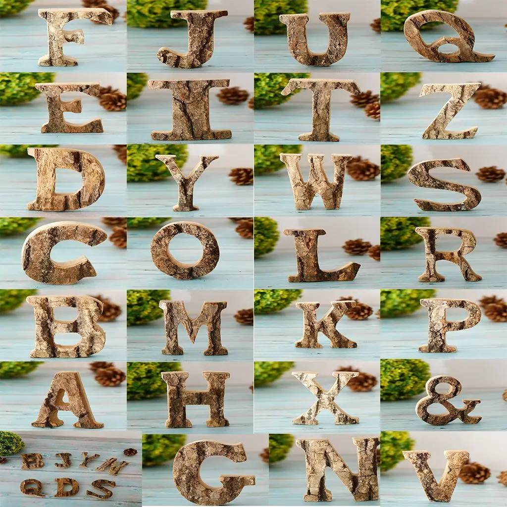 Natural Wooden Marquee Letter Alphabet Name Sign for Wedding