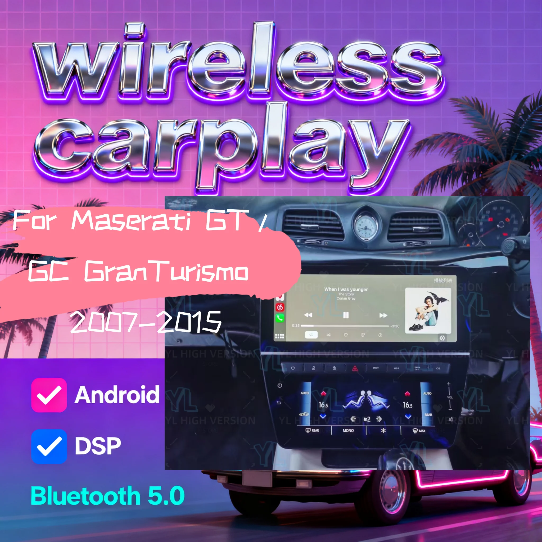 

S 12,3 + 8,8 "мультимедийный дисплей Carplay сенсорный экран для Maserati GT 2005-2015 Android 14.0 автомобильный GPS-навигатор автомобильный мультимедийный 4G