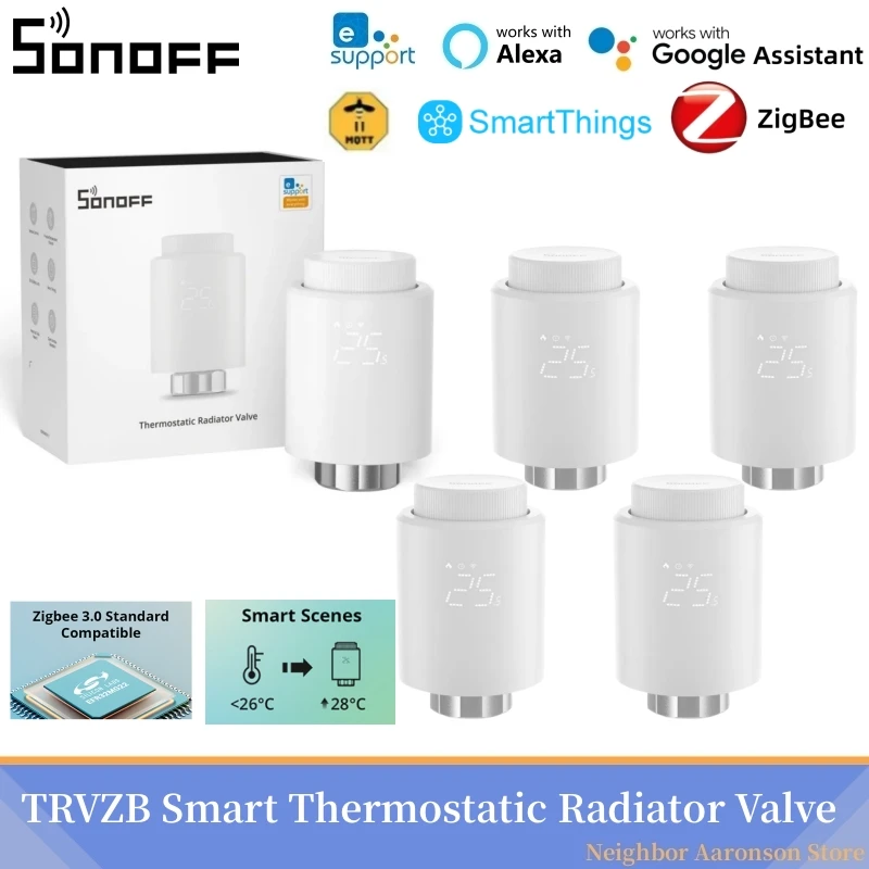 SONOFF TRVZB válvula termostática inteligente Zigbee para radiador, controlador de temperatura de calefacción para el hogar, funciona con Alexa Google ZHA MQTT