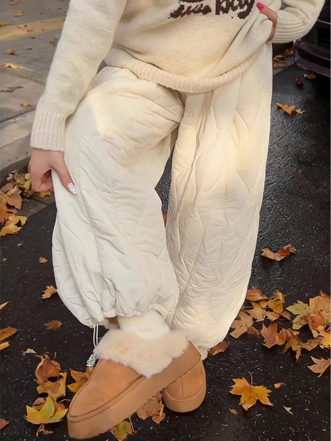 

Thiened Fce Lined Ski Pants Straight Leg Outdoor Winter Warm Trousers for Men And Women Comfortable Casual Faionable