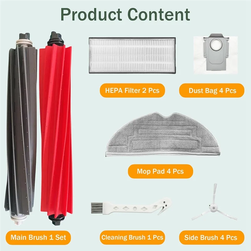 

ABJT-For Roborock Q8 Max+ And Q8 Max Vacuum Cleaner Replacement Accessories Kit Main Side Brushes Filters Mop Pads Dust Bags