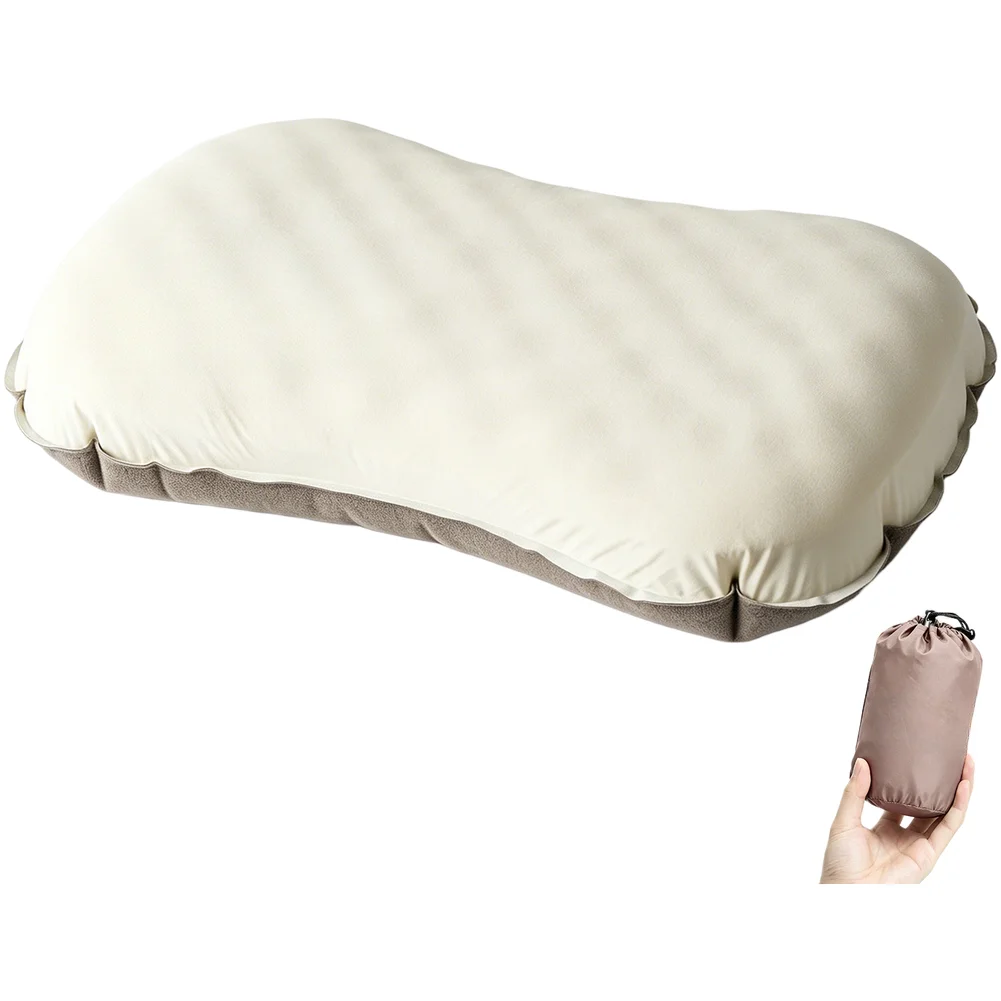 Inflatable Camping Pillow With Ice Silk Cover Dual Sided Self Inflating Adjustable Height Lightweight For Outdoor Travel Sleepin