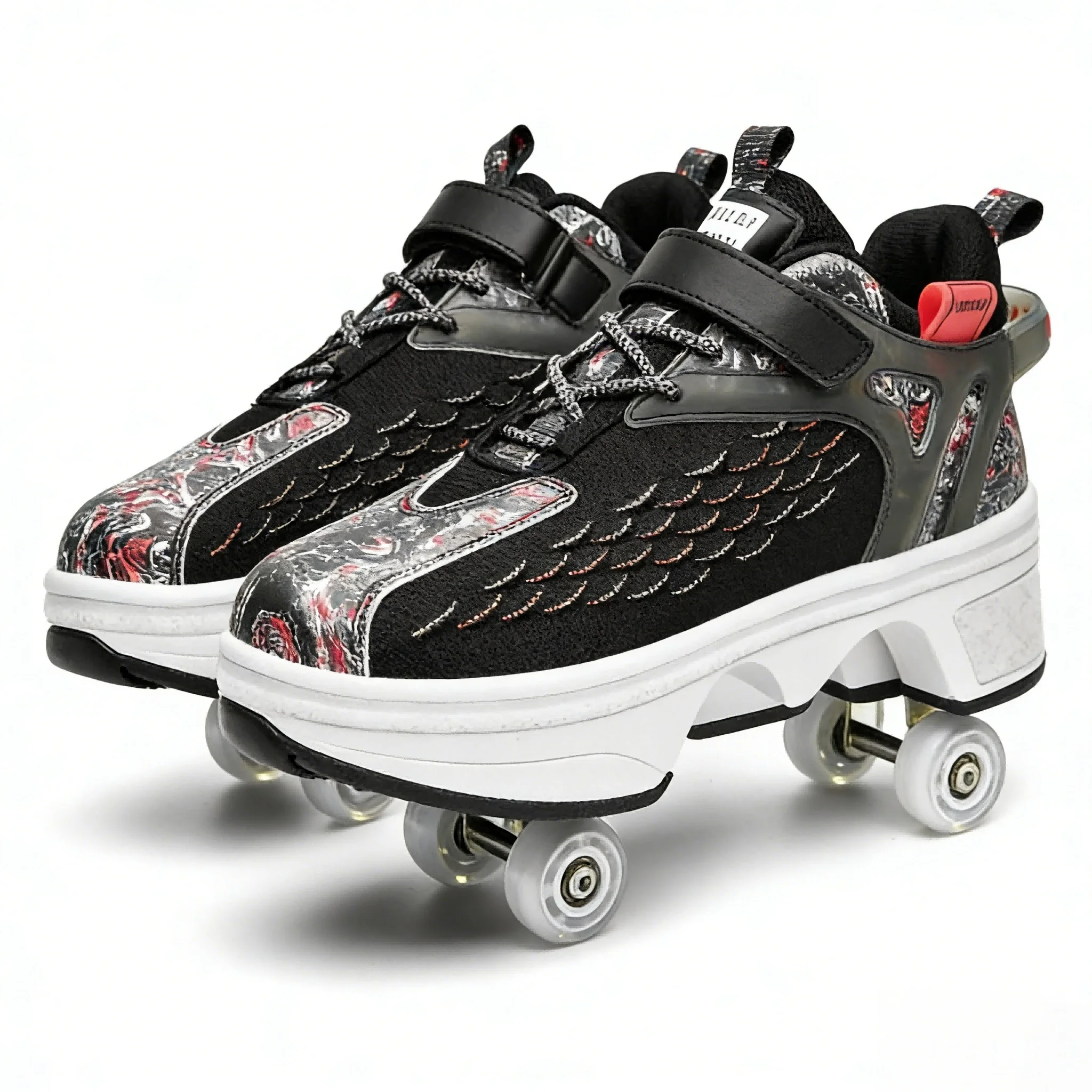 

Deformable 4 Wheel Roller Skate Shoes Automatic Pop-up High Top 2-in-1 Skating Running Sneakers for Men Women Gift