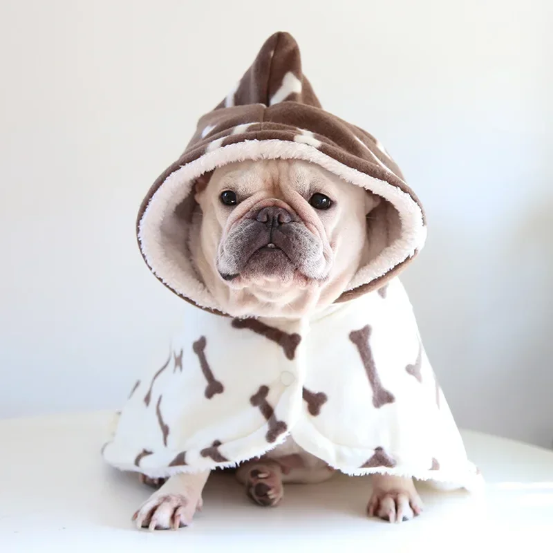 Pet Cloak Pajama Autumn and Winter Thickened Cotton Clothes Dog Cloak Teddy Pet Clothes Household Dog Clothes Dog Jacket