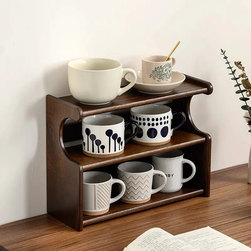Walnut cup holder, desktop storage rack, water cup, tea cup, mug, coffee cup, tea set rack, storage rack.
