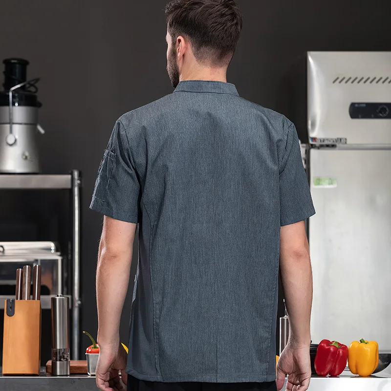 فندق مطعم المطبخ العمل موحدة قصيرة الأكمام سترة الطاهي مخبز المعجنات الشيف الصيف معطف المطبخ الأبيض