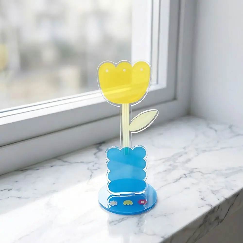 Cute Cartoon Acrylic Memo Clip Flower Shape Korean Style Photo Display Stand Decoration Space Saving Cartoon Note Holder
