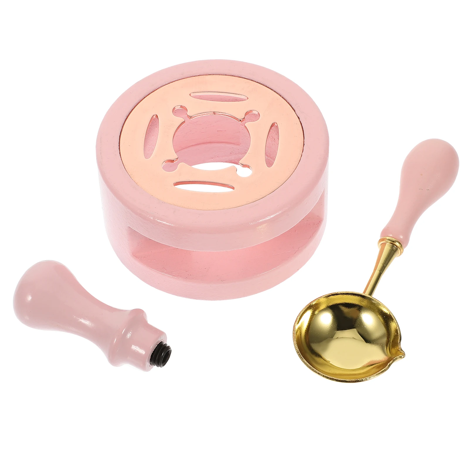 

1 set Seal Warmer Pink Color Copper Stove Kit Wax Spoon Sealing Wax Furnace Tool for Melting Perfect Gift DIY Lovers
