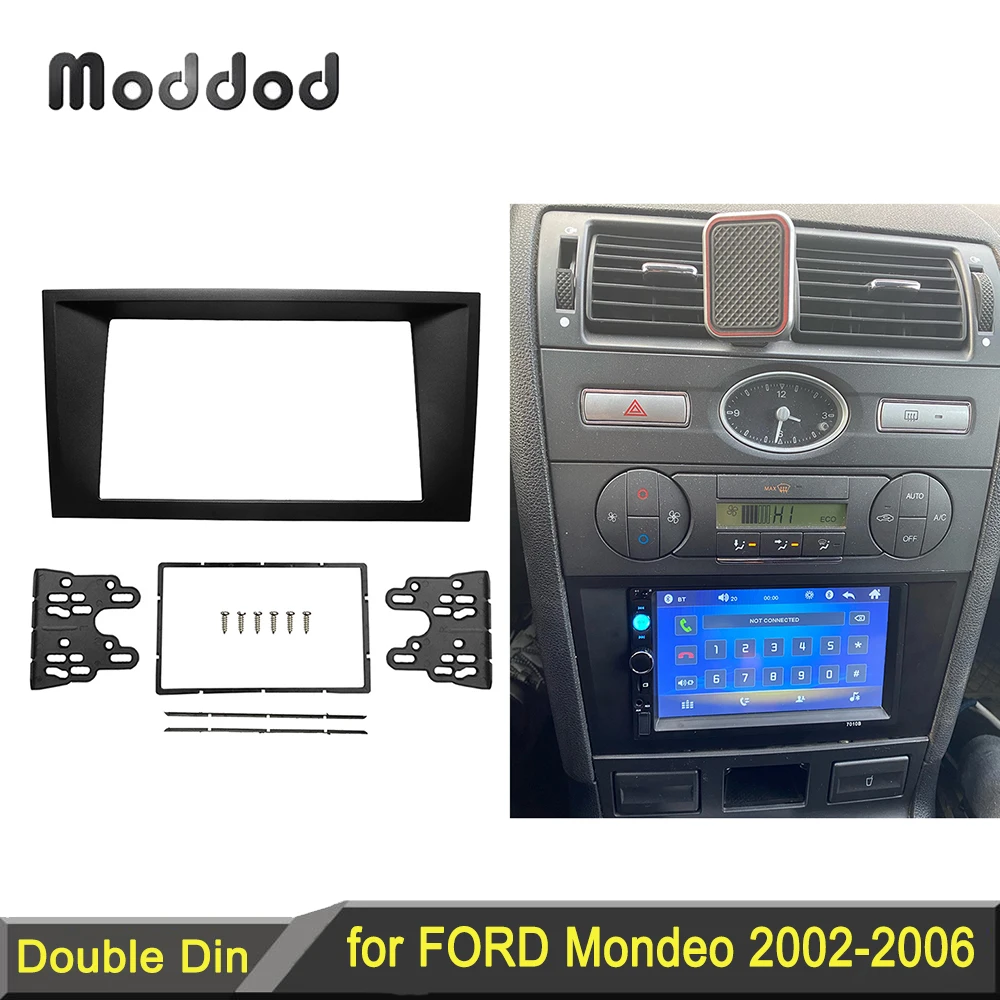 Podwójna osłona 2 Din dla FORD Mondeo 2002-2006 CD Facia Stereo Player Panel Dash Mount Install Trim Kit Refit Frame Bezel