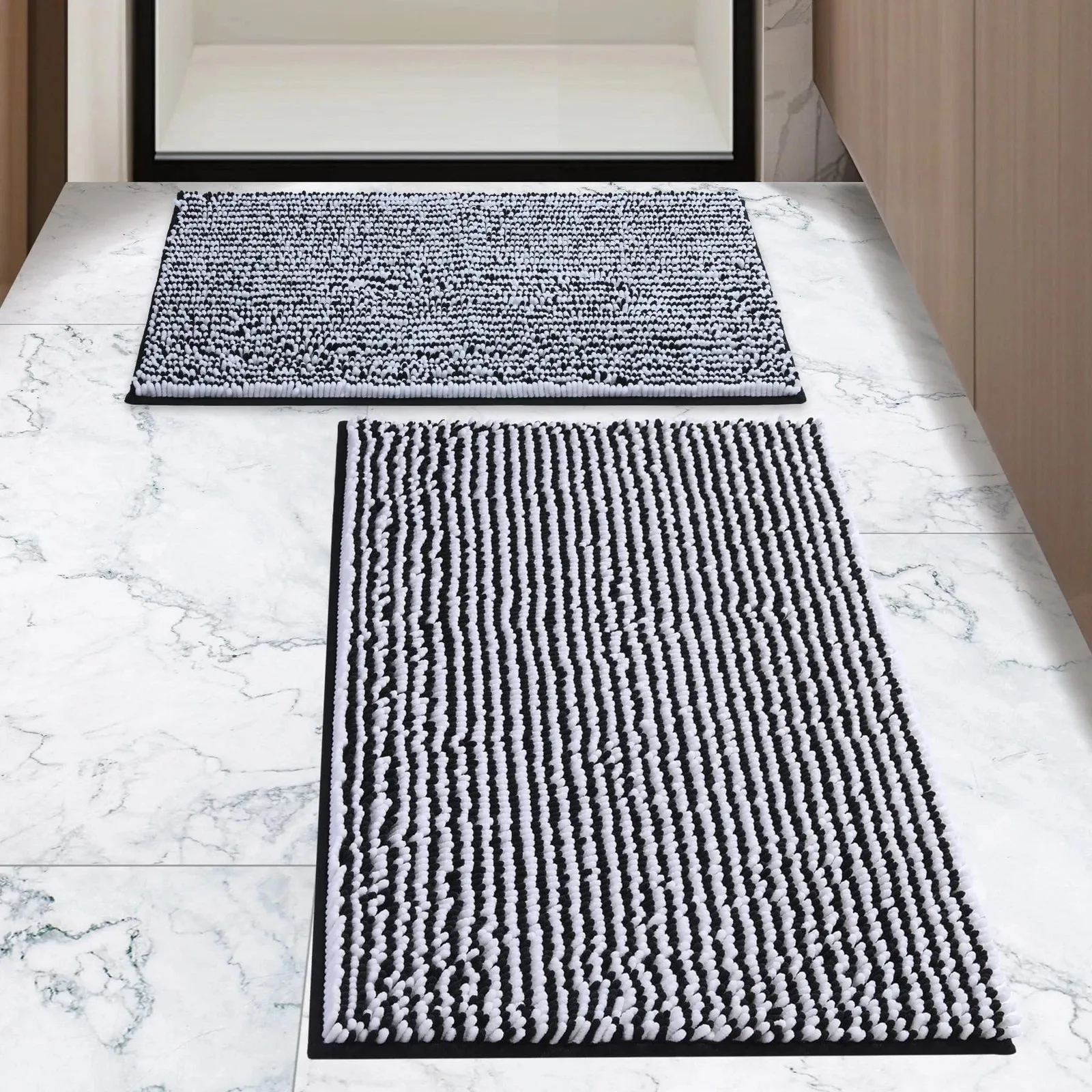 

Soft Plush Bathroom Rug Set 2 Piece Absorbent Non Slip Bath Mats Machine Washable Quick Dry Floor Rugs for Home Spa Use