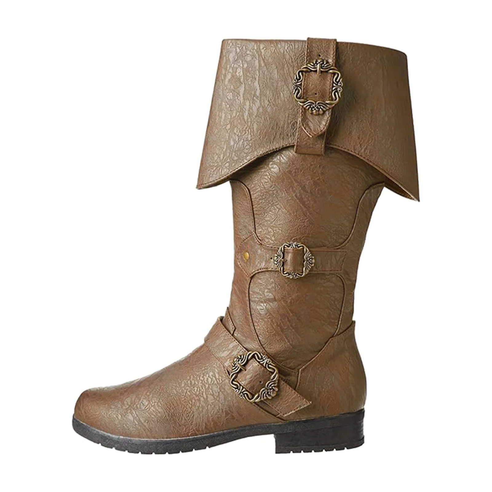 Męskie średniowieczne buty ze sztucznej skóry renesansowe gotyckie Viking pirackie buty do połowy łydki Halloween Cosplay buty — zdjęcie 6