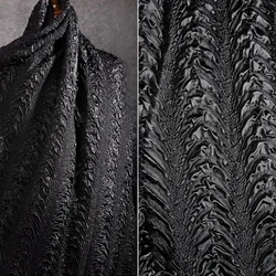 Black Dragon Scale Three-dimensional Pleated Texture High-temperature Folding and Shaping Skirt Clothing Designer Fabric