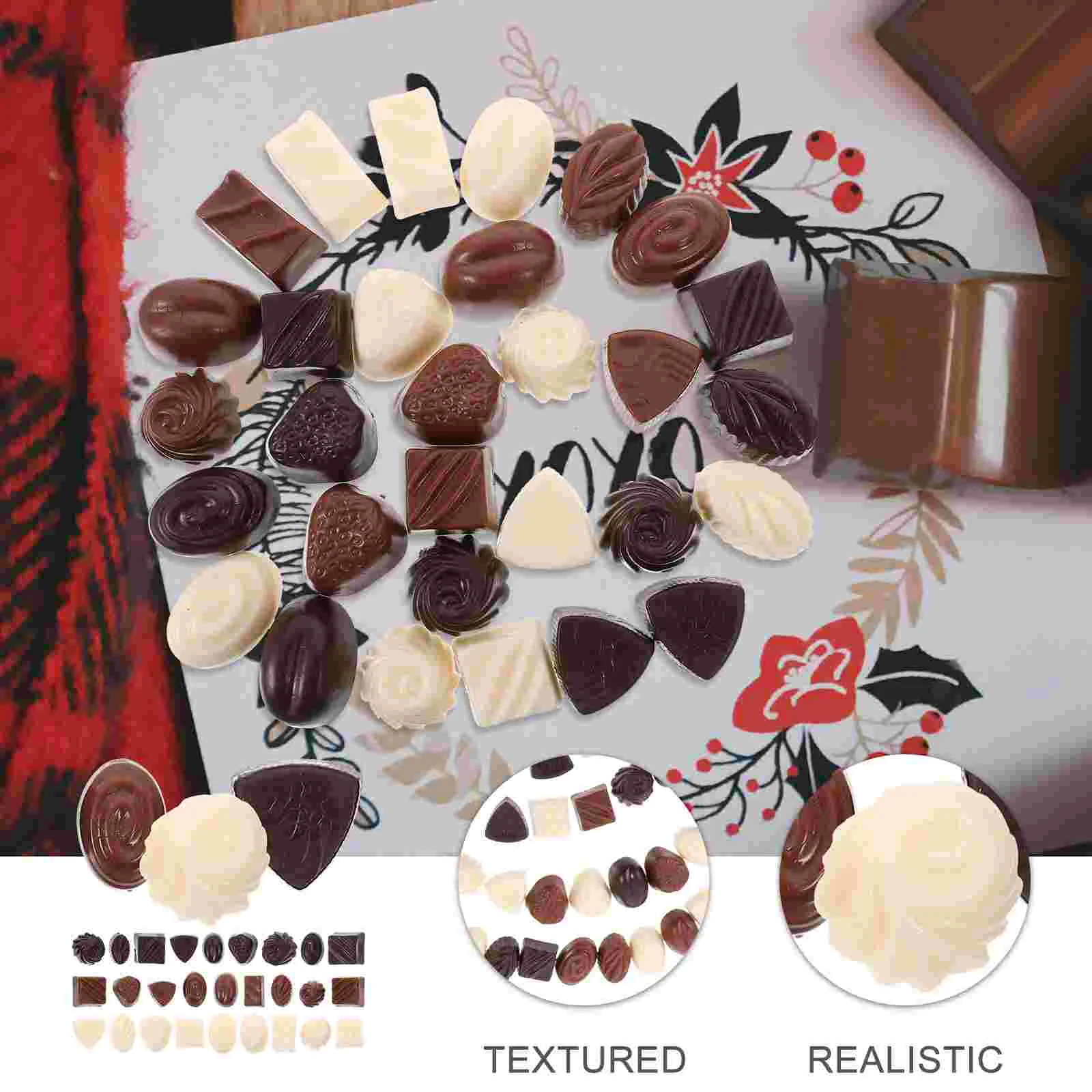 30 Pcs Simulated Chocolate Ornaments Dollhouse Scene Shooting Photo Display Props 30pcs Fake Bar Maker Small Model