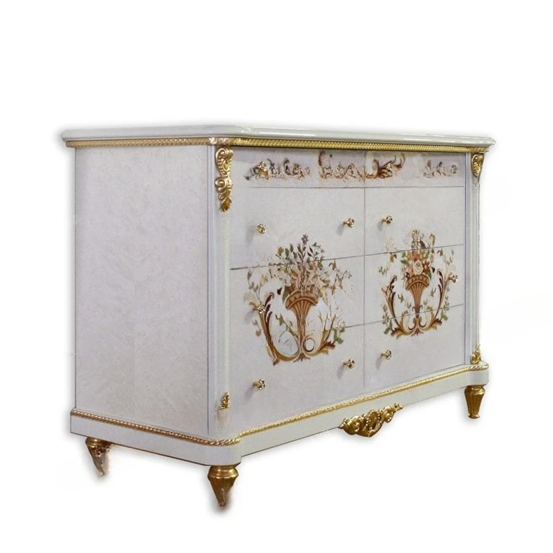 European carved painted chest cabinet birch bedroom furniture villa living room porch cabinet locker furniture