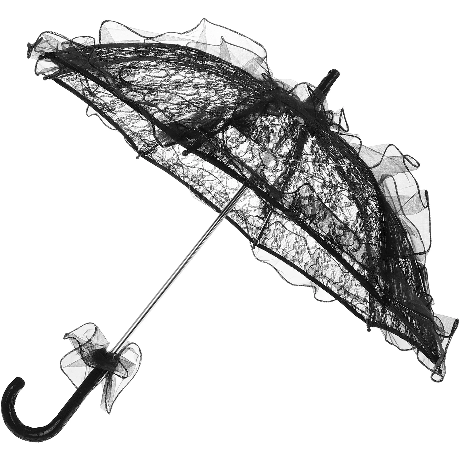 

Halloween Prop Umbrella Miss Collapsible Small Parasol Iron Size Stage Performance Lace