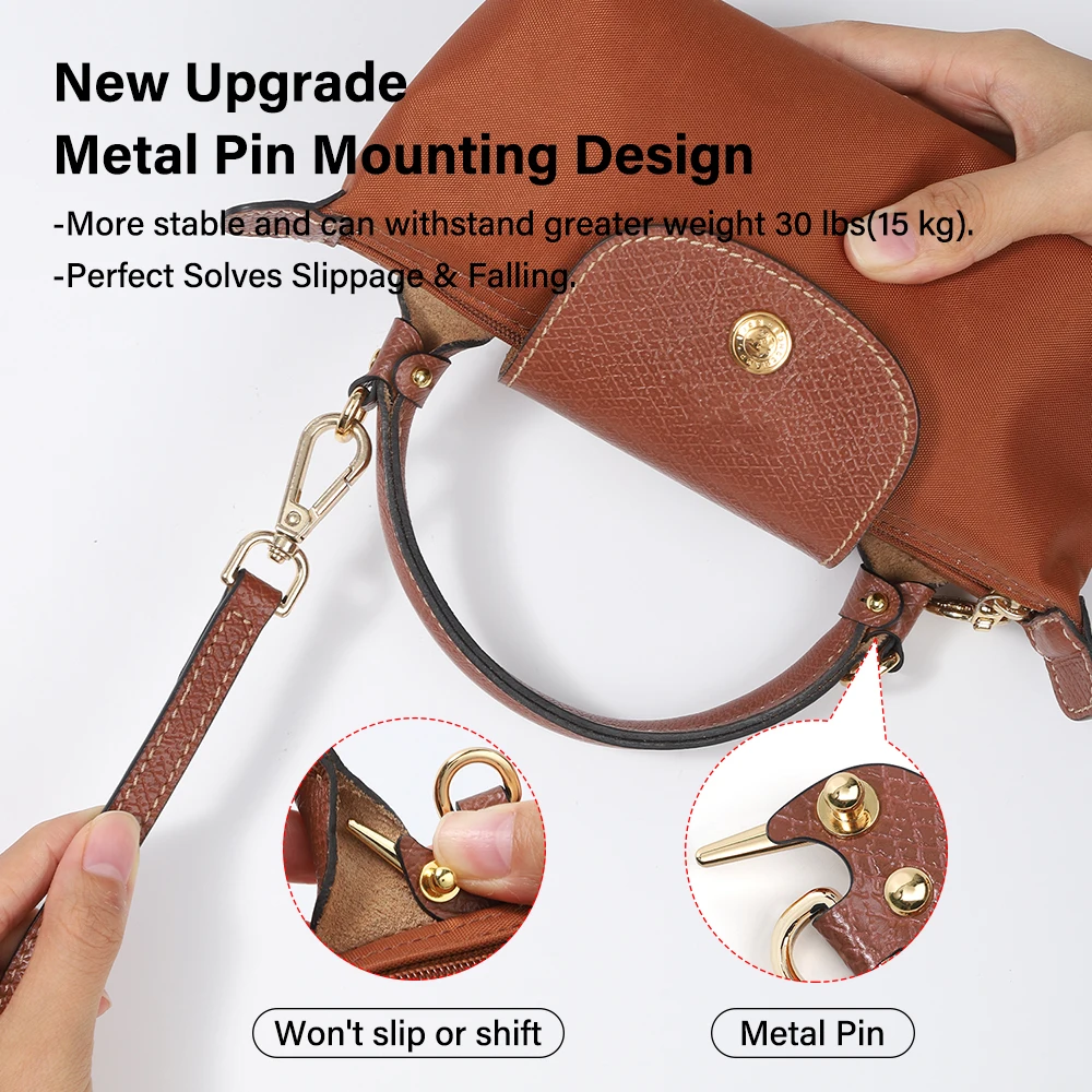 WUTA Punch-free Conversion Buckle for Longchamp mini Genuine Leather Hanging on Bag Strap Chain Crossbody Bag Convert Accessory