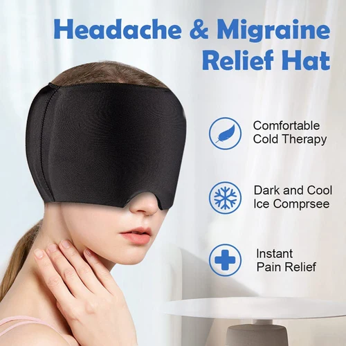 Imagen 2 del producto Gorro de Gel para aliviar el dolor de cabeza de hielo, gorro de terapia de compresión fría, paquete de envoltura para la cabeza de hielo, máscara para ojos para aliviar la presión del dolor, sombrero de hielo