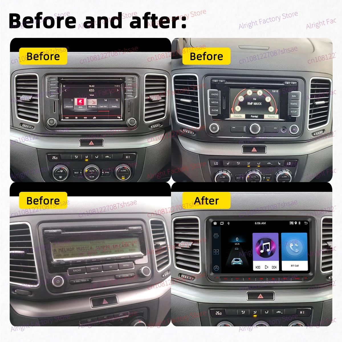 9 "CarPlay أندرويد سيارة 2 Din ستيريو لشركة فولكس فاجن فولكس فاجن شاران سيات الحمراء 2 II 2011-2022 Autoradio رئيس وحدة راديو الوسائط المتعددة