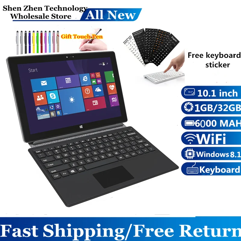 2024 Sales 2in1 Tablet PC LT1067 10.1'' Windows 8.1 WIFI 1GB DDR+32GB 1280 x 800 IPS Dual Camera Quad Core  Z3735G 1.33G