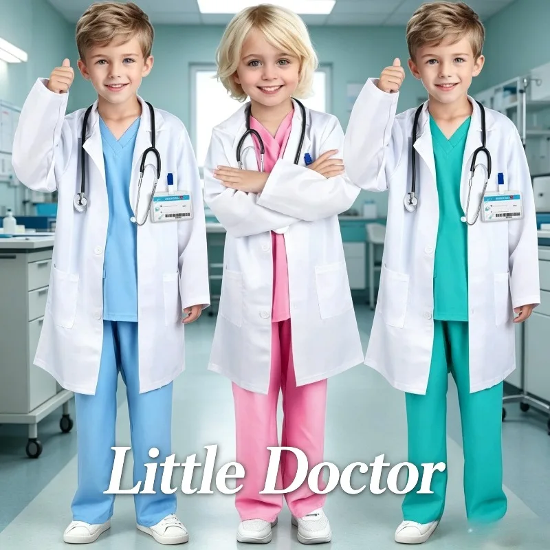 

Little Doctor Plays Nurse Uniform Performs Scientific Experiment Children's Uniform Clothing White Coat Children