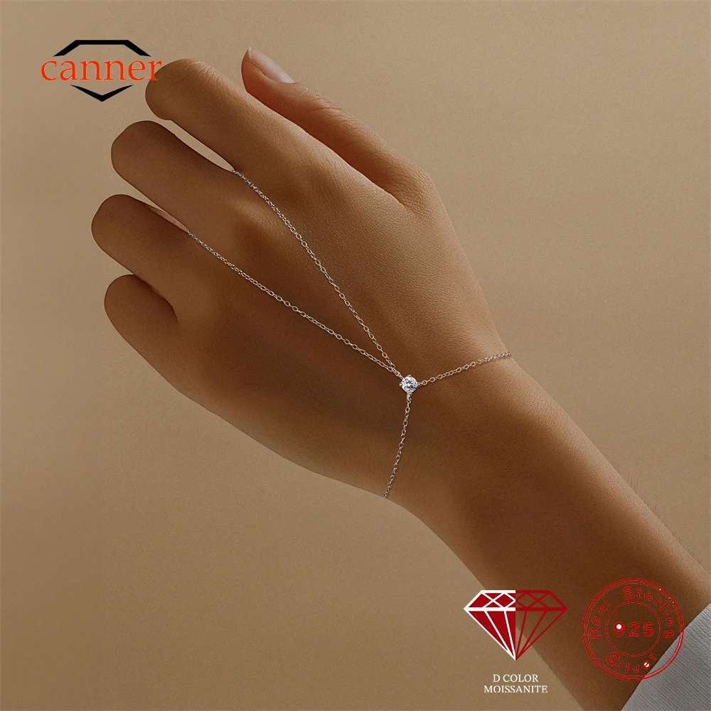 

Браслет-цепочка CANNER Moissanite Sparking Simple для женщин, браслет на руку, аксессуары, украшения, подарок на День святого Валентина