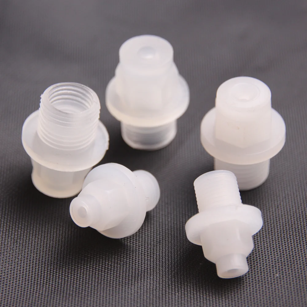 Huajue 1/8 and 1/4 inch one-piece plastic full-cone nozzle with external thread, suitable for cleaning/etching