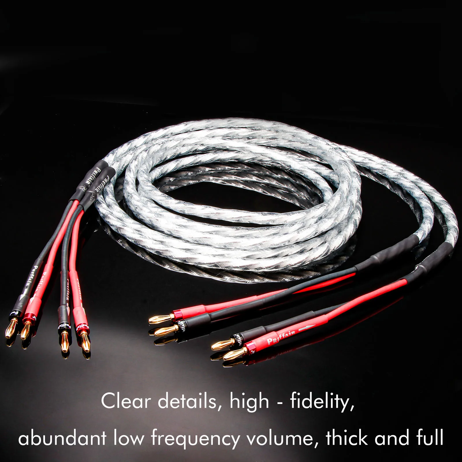 Paar Lautsprecherkabel OCC versilbertes Subwoofer-Kabel mit Bananensteckern und Y-Steckern für Lautsprecher, CD-Player und Verstärker – Detail 5
