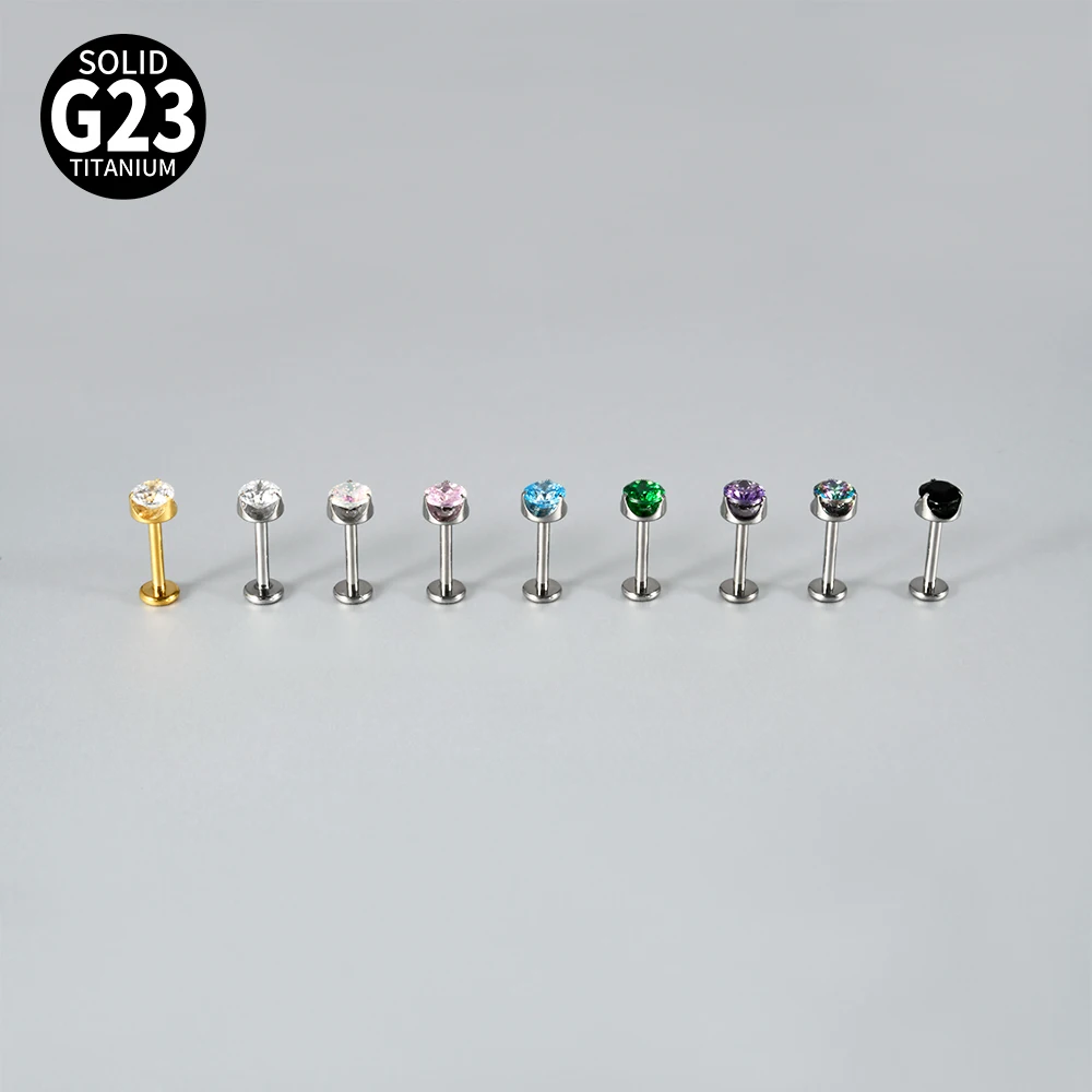 1PC Titanium Round Colorful Claw CZ Lip Ring Internal Thread Ear Cartilage Tragus Daith Helix Lobe Earrings Piercing Jewelry 16G