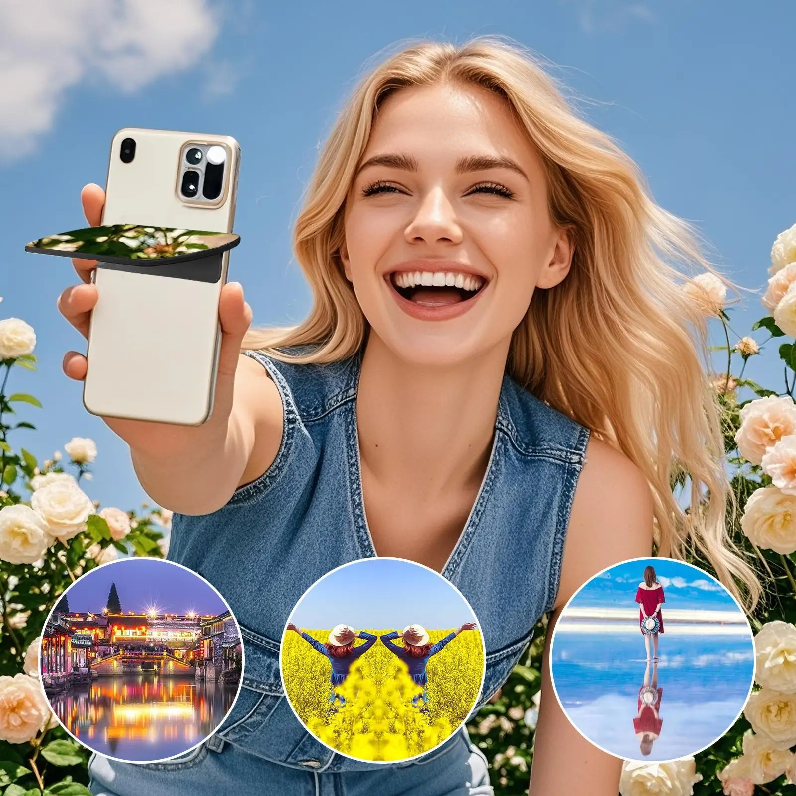 휴대폰 스마트폰 셀카 미러 반사경 유리 회전 가능 휴대폰 액세서리 (테크를 잘 아는 사용자용)