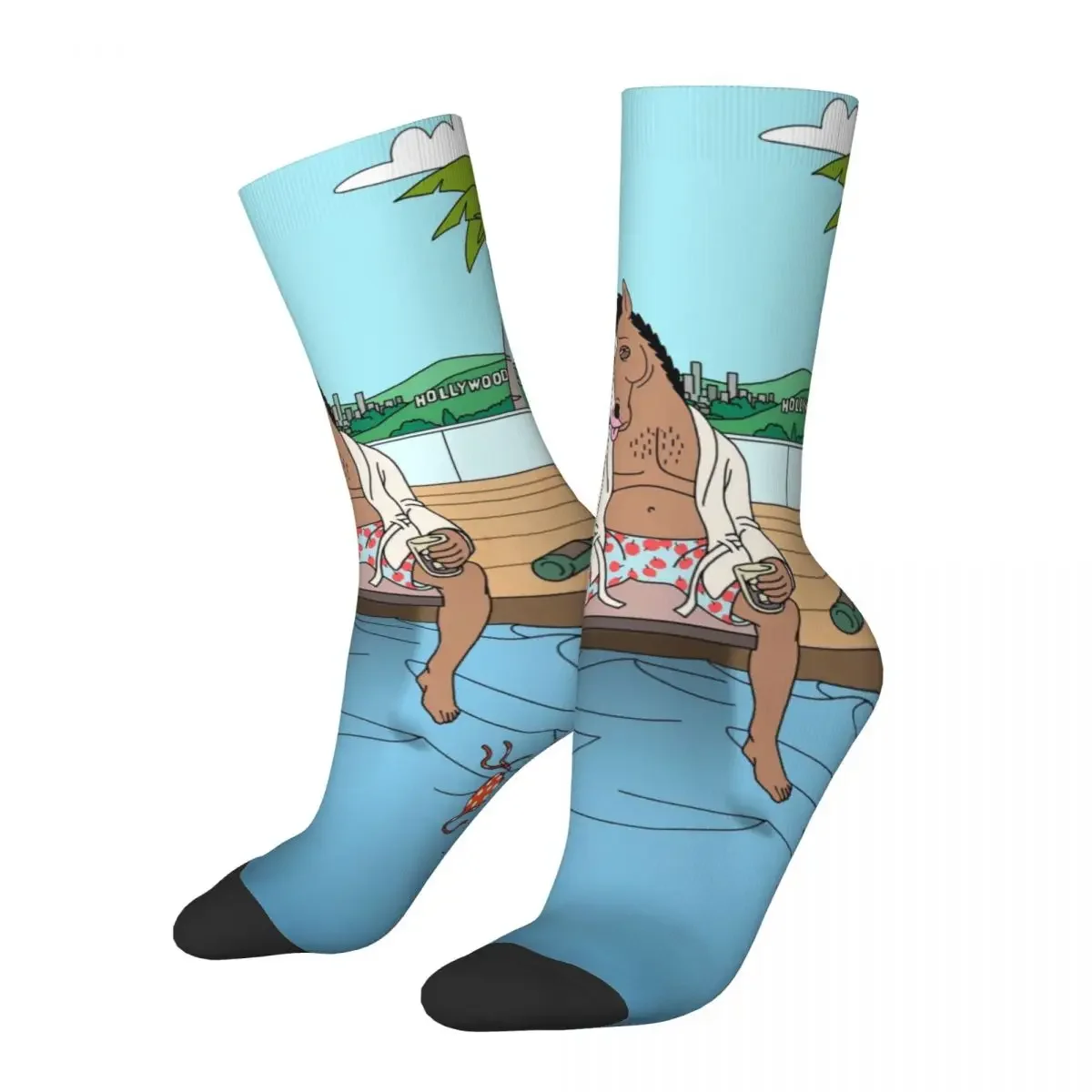 Funny Crazy compression Cool Sock for Men Hip Hop Vintage B-BoJack Horsemans Happy Seamless Pattern Printed Boys Crew