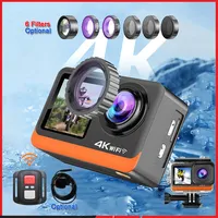Action Camera 4K60FPS  30MP Dual Screen Touch Wi-Fi EIS 170° Pre-record Optional 6 Filter 1080P Webcam Underwater 30M Sport Cam