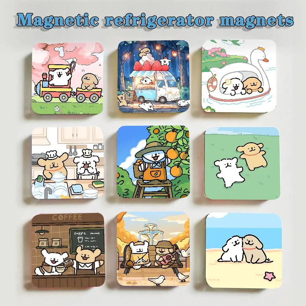 M-MalteseS Cute Acrylic Fridge Magnet Set Creative Square Decorative Adhesive Stickers Magnets For Festival Gift