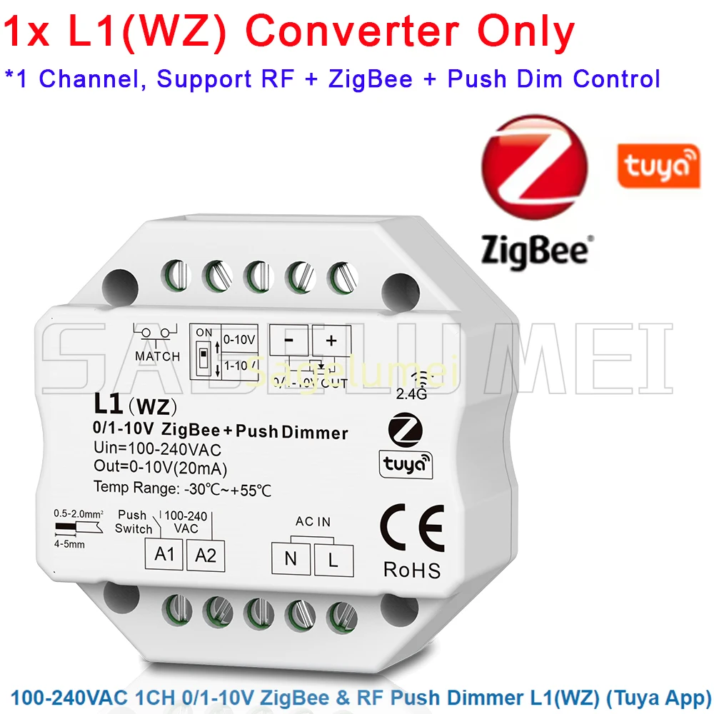 L1 L4-M L2 DL 0/1-10V RF Tuya Smart WiFi Zigbee LED Dimmer Push Smart Life APP Control RF DMX to Skydance 0-10V Signal Converter