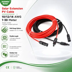 XIONGISOLAR Solar PV Cable Wire Black+Red 2.5/4/6mm² with Male and Female Extension Cord US Plug 10/12/14 AWG Wires Connectors