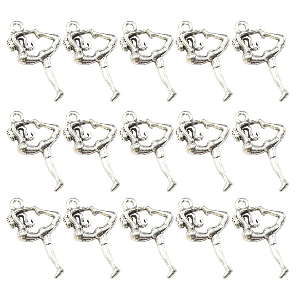 

50 Pcs Female Gymnast Necklace DIY Pendant Charms Jewelry Making Pendants Alloy Woman