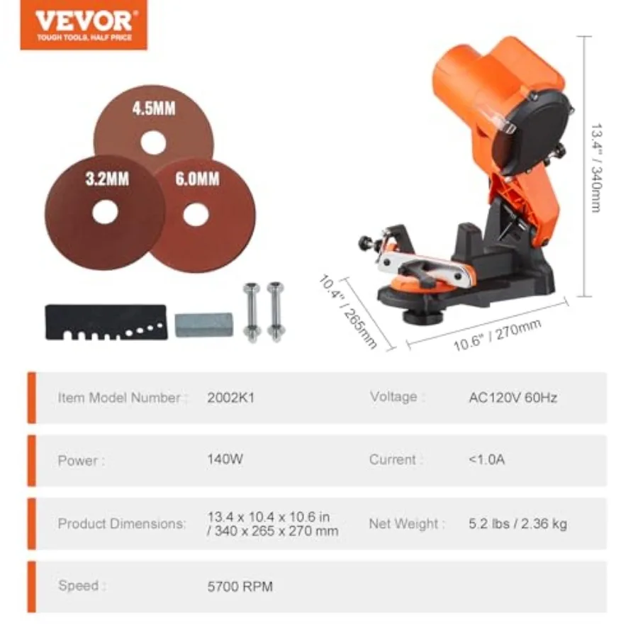 close view of sharpening wheel and chain