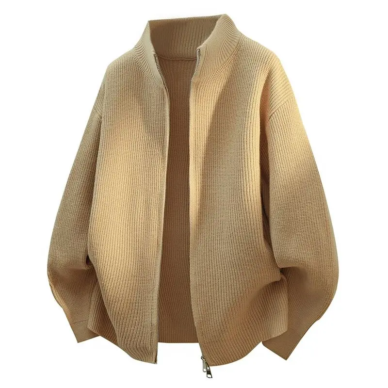 

Мужской кардиган свободного кроя с высоким воротником, вязаная верхняя одежда для осени и зимы, модный винтажный универсальный цветной вариант