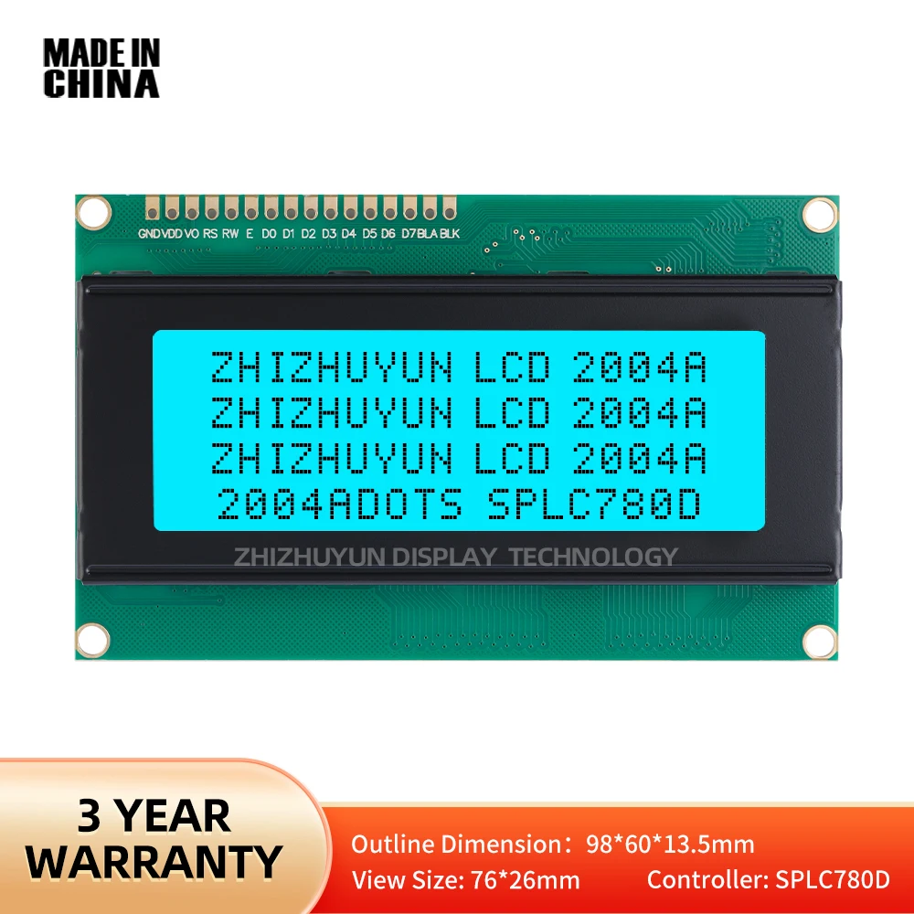 

Factory Direct Supply 2004A Modular LCD Dot Matrix Screen Ice Blue Gray Film With Black Letters Supporting Solution Development