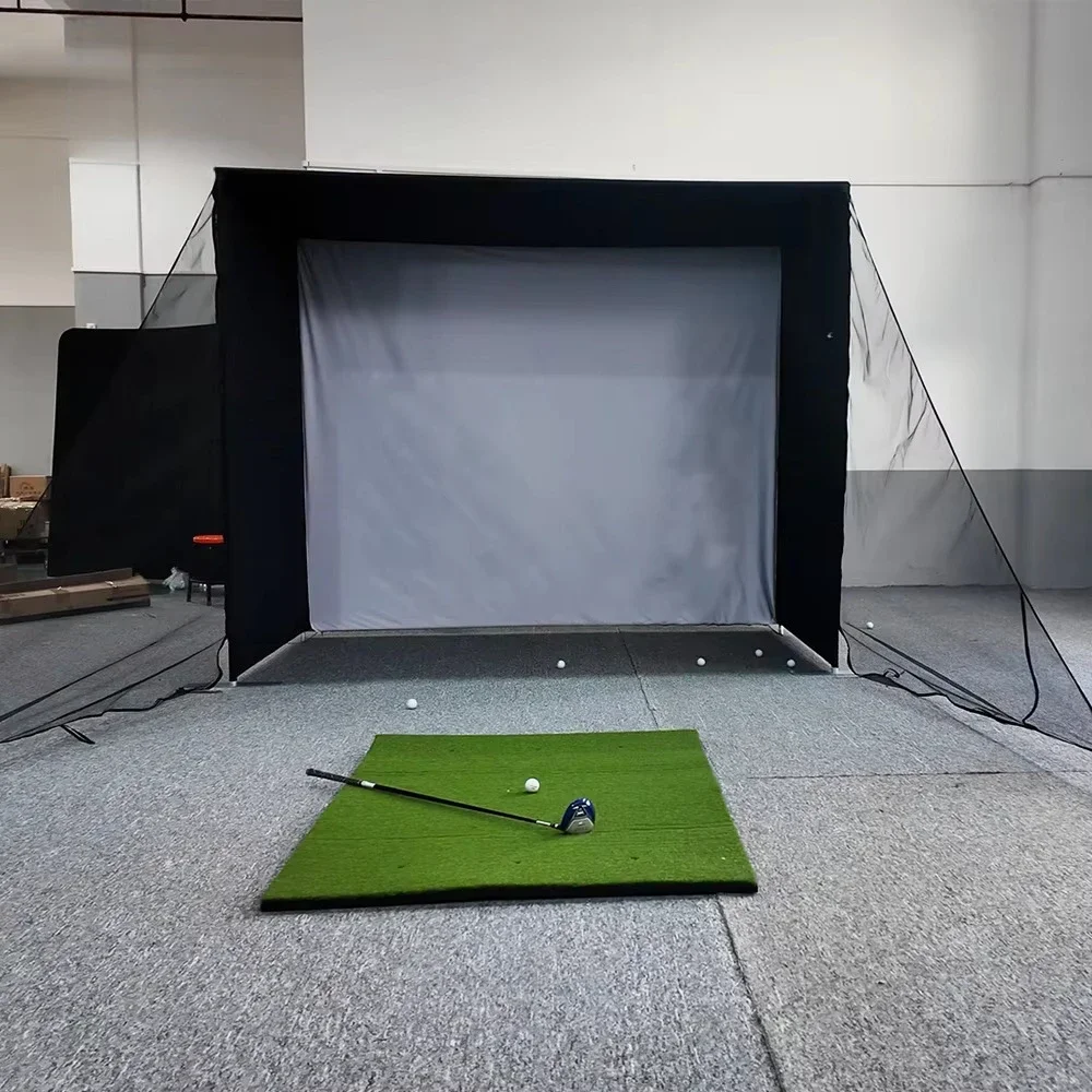 Aluminum Frame Indoor Home Backyard Golf Simulator Enclosure Hitting Mat Golf Practice Simulator Tent With High Impact Screen - view 5