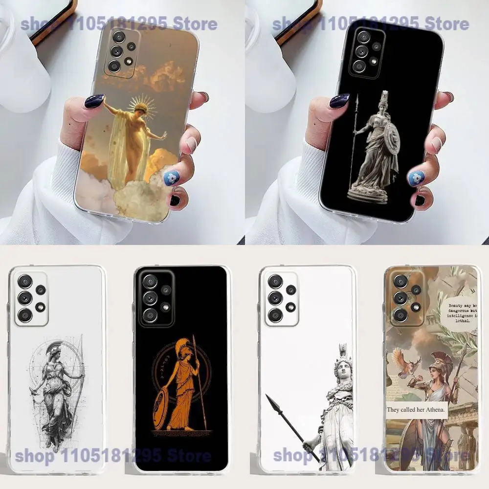 

Abstract Greek Mythology Athena Phone Case Silicone For Samsung S23,21,22,20 FE lite,S10,9,PIus,A70,Soft Transparent