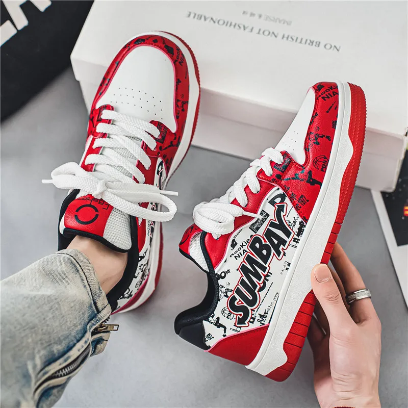 Autumn Red Skateboard Shoes Men Streetwear Hip hop Sneakers Men Fashion Platform Vulcanize Shoes For Men zapatillas hombre 2025