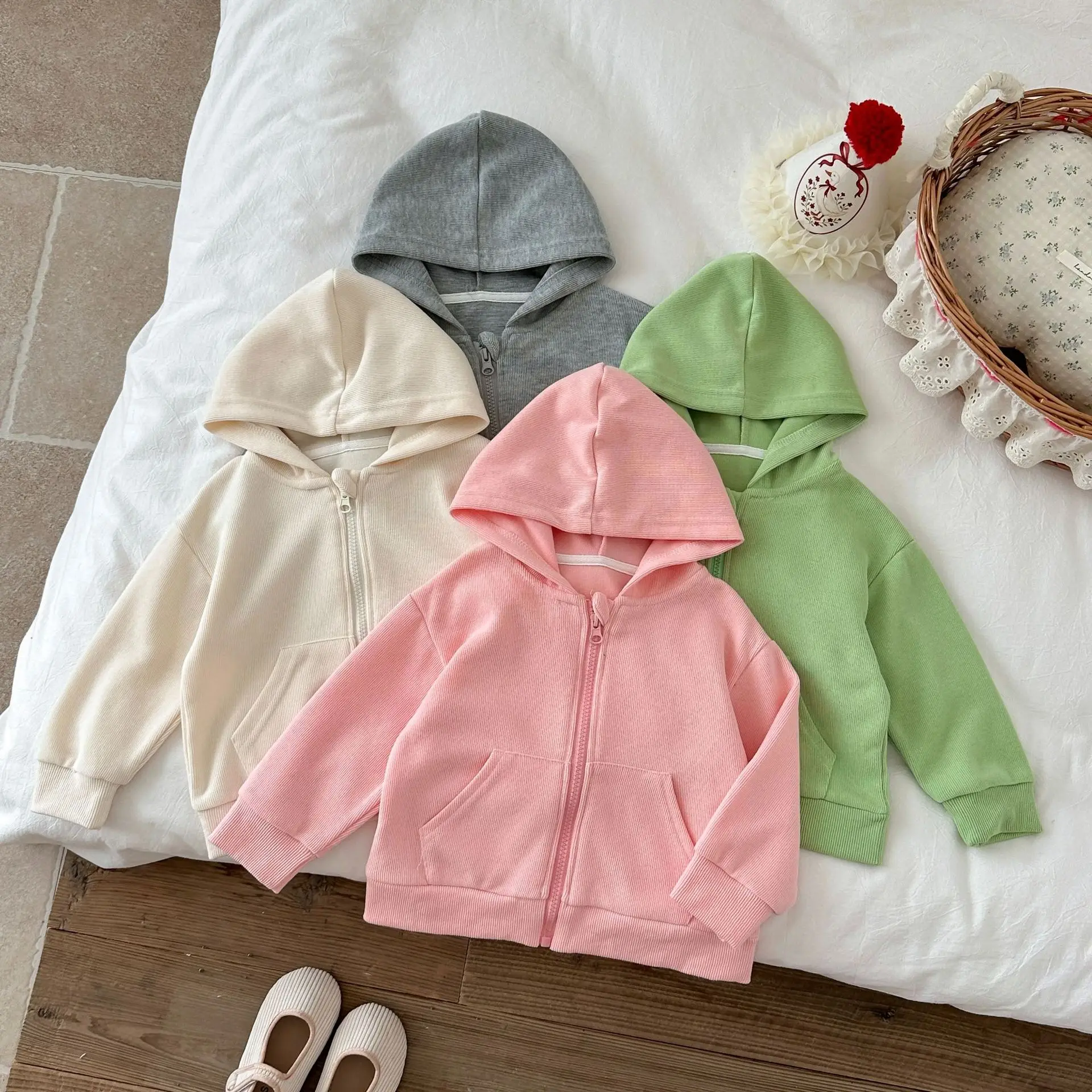 

2025 Autumn New Children Long Sleeve Hooded Coat Boys Girls Solid Zipper Jacket Kids Casual Hoodie Baby Solid Color Clothes