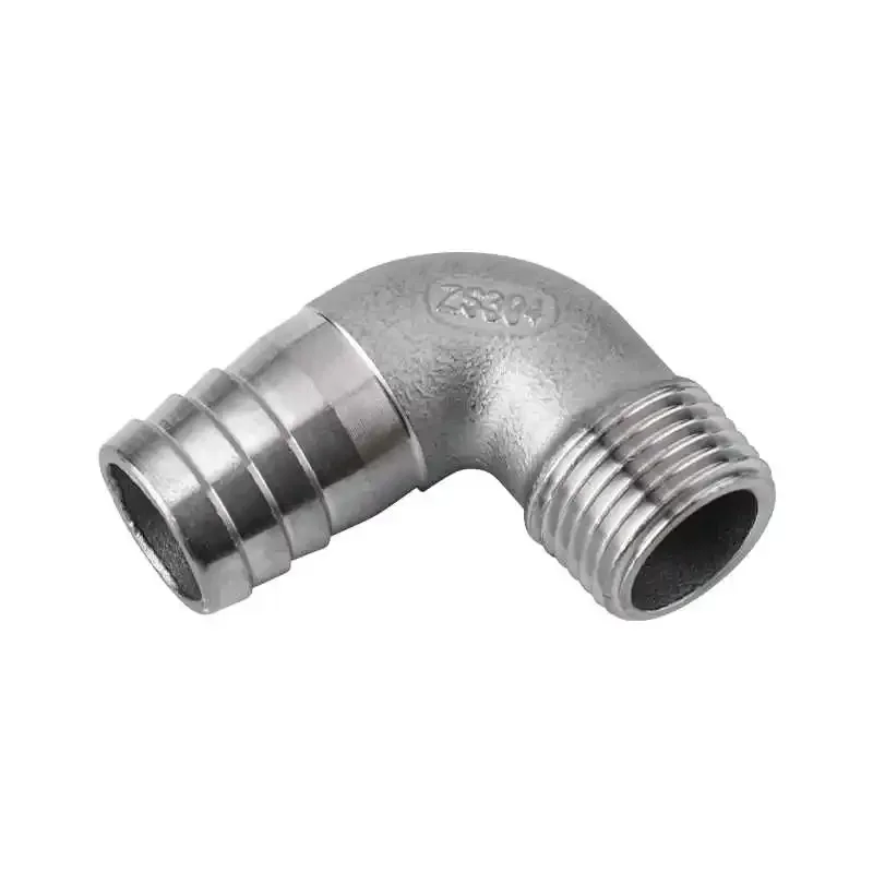 

1PCS 304 Stainless Steel 1/2" Male Thread 90° Hose Barb Elbow, Water Hose Quick Connect Fitting for Irrigation