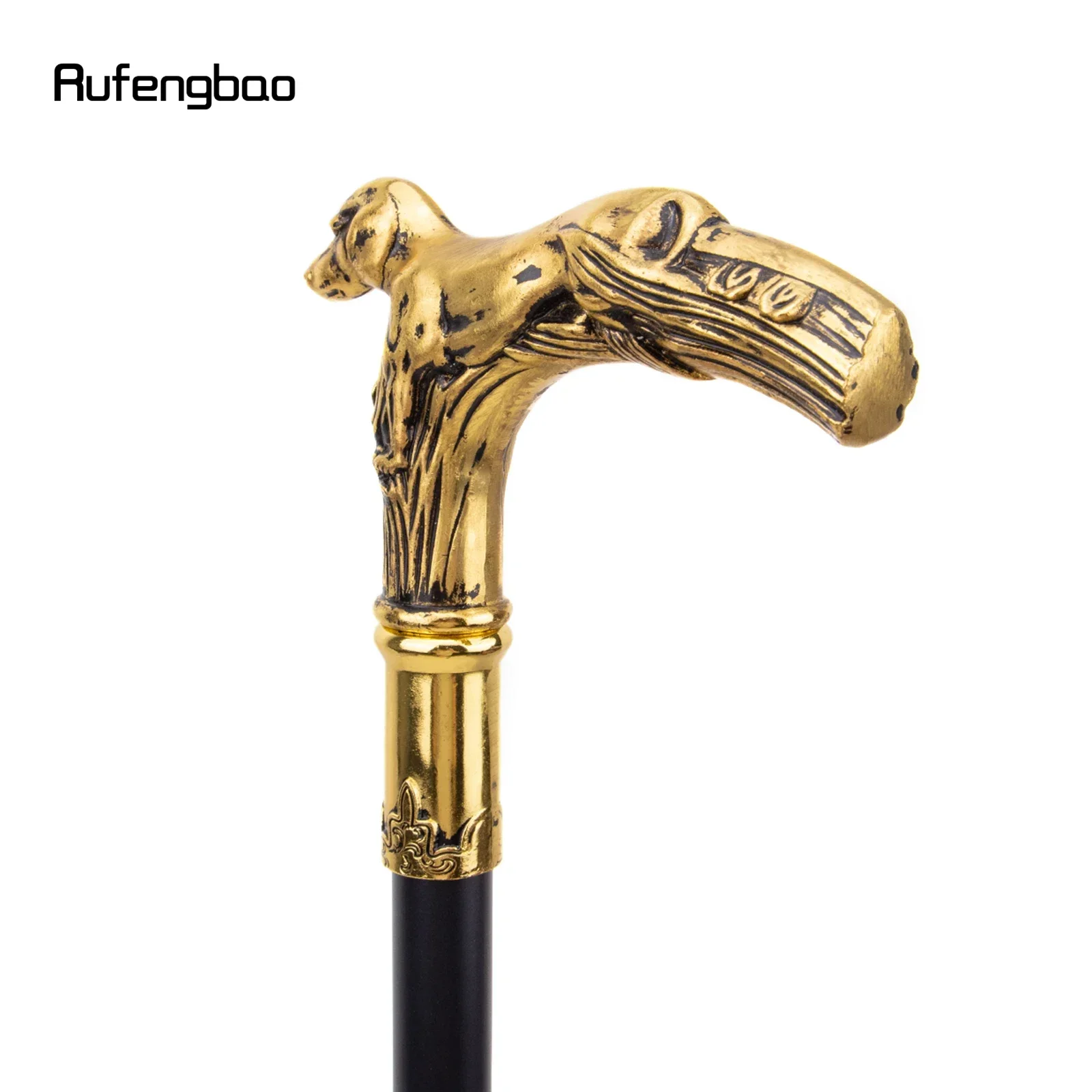 Golden Dog Handle หรูหรารูปแบบเดิน Stick Party แฟชั่น Elegant Walking Stick ตกแต่ง Cosplay Cane ลูกบิด Crosier 90 ซม