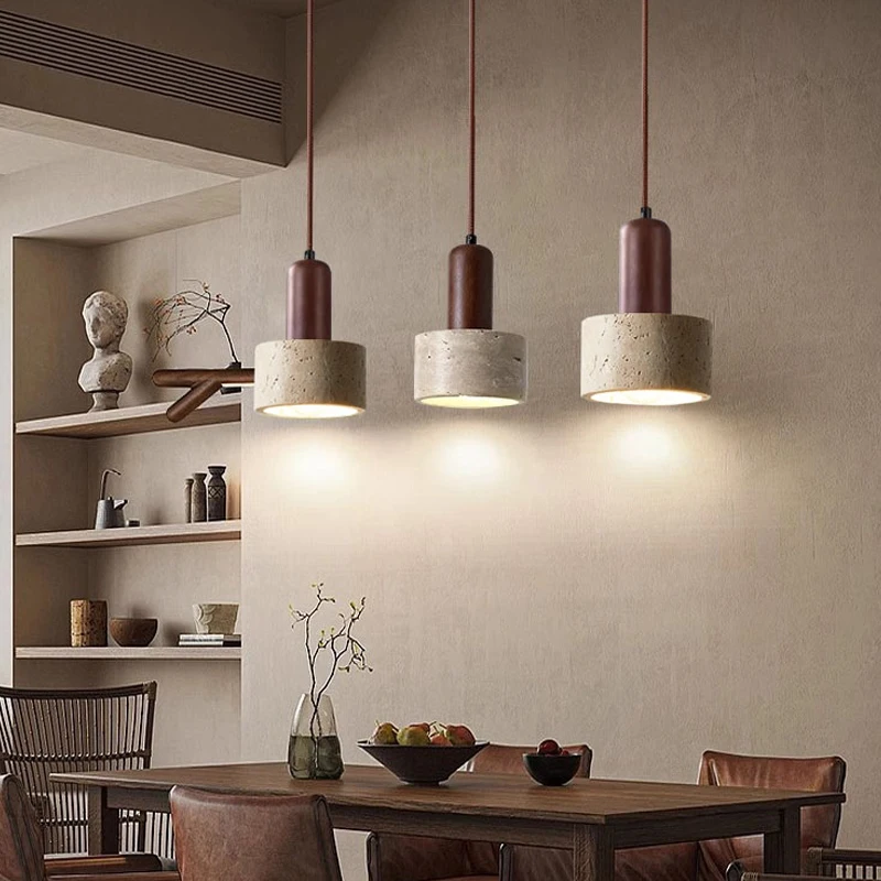 

Cave Stone Wood Pendant Lamp For Dining Room Kitchen Bedroom Bedside Living Room Modern Nordic Style Decoration Chandelier Light