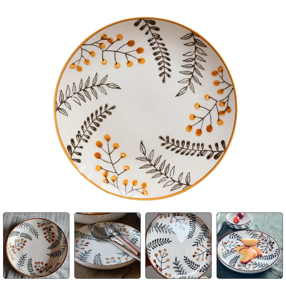 

1Pcs Orange Ceramic Leaf Design Tray Premium Dessert Food Storage Tray Home Serving Tableware Decorative Display for Kitchen