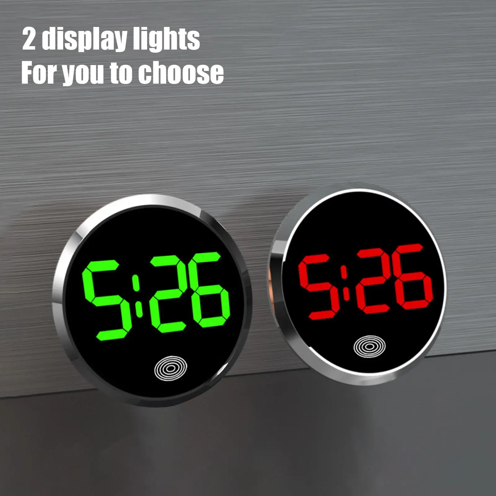 LED Car Clock round alloy touch luminous electronic watch Auto Dashboard Stick-On Mini Digital Clocks Car Interior Accessories