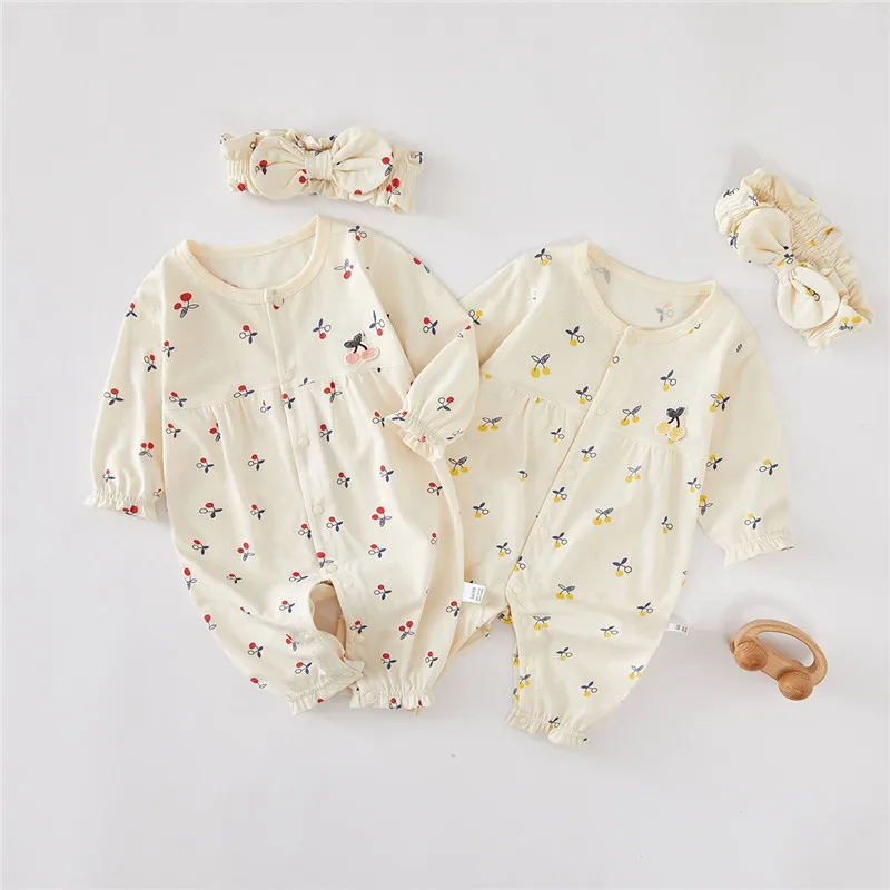 

Baby clothes summer long sleeved baby crawling Romper pure cotton cute one piece Infant Jumpsuit baby pajamas outdoor clothes