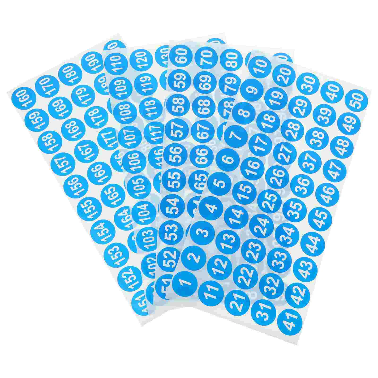 

8 Sheets Waterproof Serial Number Sticker Stickers Digital Labels Sign Round Numbered Multi-use Marking